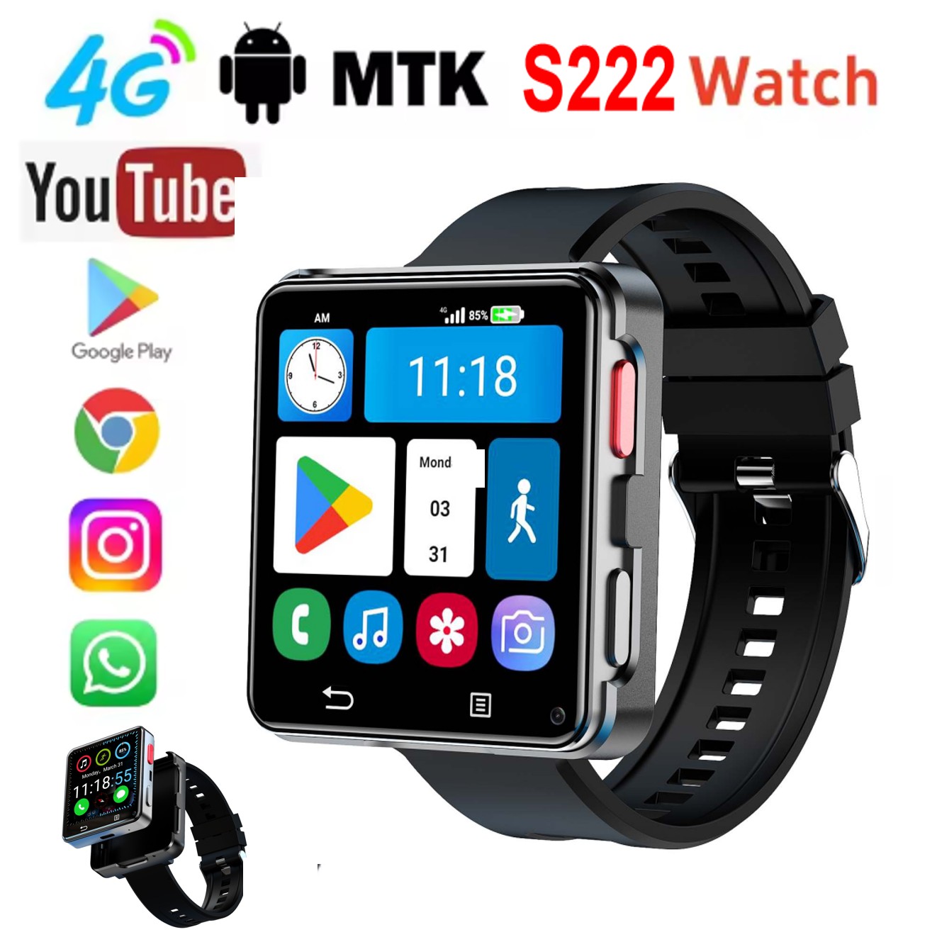 Smartwatch Watches Smart - Smartwatch S222 4G con scheda SIM,
